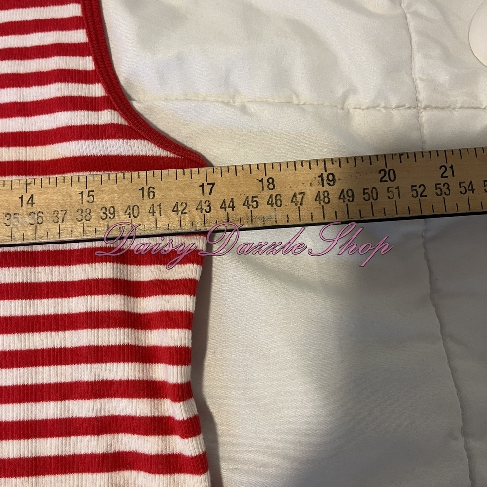 Women's Old Navy Perfect Red White Striped Scoop Tank Top XXL Shirt Stretch - Picture 6 of 7